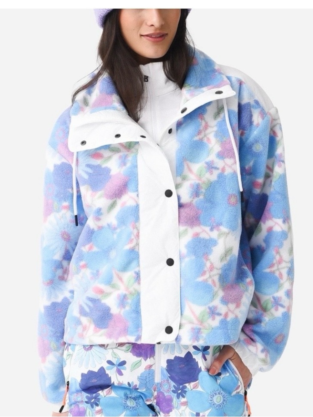 LoveShackFancy bogner fire and Ice Floral Fleece Ski Jacket